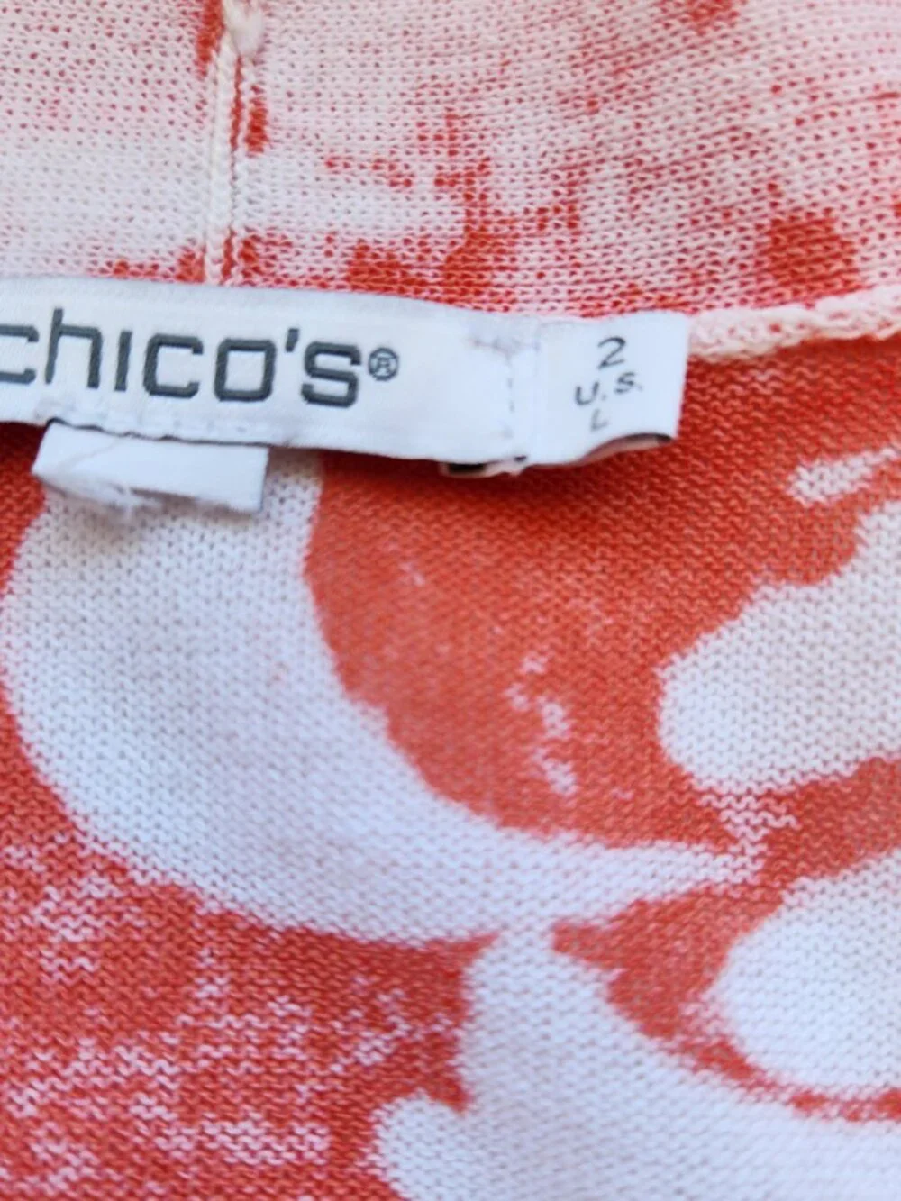 Chico's Women's Size 2/12-14 (L) Orange Summer Romance Open Front Cardigan